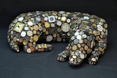 Mary Engel (American, b. 1963) Watch Dog, 1995. Mixed media on ceramics, 9 x 26 x 21in. Leepa-Rattner Museum of Art, St. Petersburg College, From the Gulf Coast Museum of Art Collection, GC1995.028