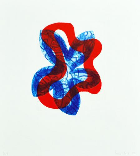 Jane Kent (American, b.1952). Untitled (Red and blue flower), 1987.Etching, A/P, 28 1/8 x 19in. Leepa-Rattner Museum of Art, gift of St. Petersburg College Foundation 2010.69