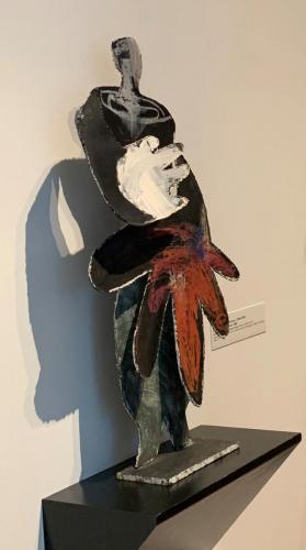 Esther Gentle (American, 1899-1991) Conversation Figures, 1985 (Three of five sculptures). Acrylic on cut and welded metal, 38x20x6in.  Leepa-Rattner Museum of Art, on loan from the St. Petersburg College Foundation, 1997.3.5.9