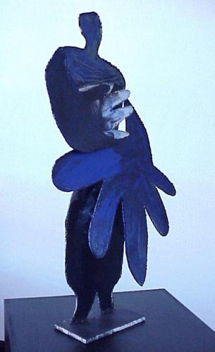 Esther Gentle (American, 1899-1991) Conversation Figures, 1985 (Three of five sculptures). Acrylic on cut and welded metal, 38x20x6in.  Leepa-Rattner Museum of Art, on loan from the St. Petersburg College Foundation, 1997.3.5.8