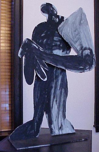 Esther Gentle (American, 1899-1991) Conversation Figures, 1985 (Three of five sculptures). Acrylic on cut and welded metal, 38x20x6in.  Leepa-Rattner Museum of Art, on loan from the St. Petersburg College Foundation, 1997.3.5.7