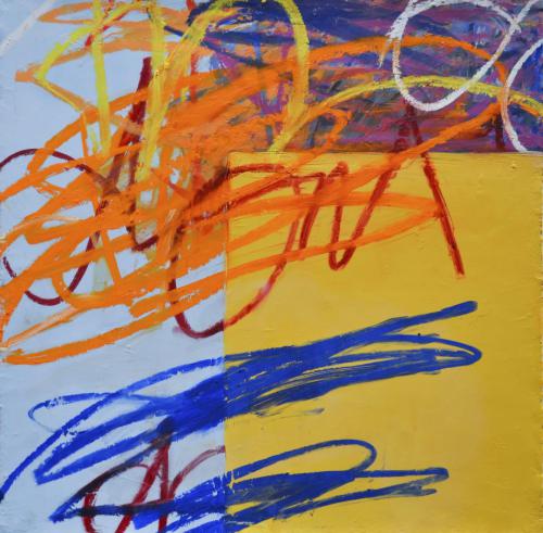 Louisa Chase (American, born Panama, 1951 - 2016)   Untitled (triptych), 2008, oil and wax on canvas, 20 x 20 in. each   On loan from the Estate of Louisa Chase and Hirschl & Adler Modern, New York, TD2019.3.22-.24   