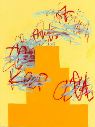 Louisa Chase (American, born Panama, 1951 - 2016)   Buddha, 2011, oil and wax on canvas, 40 x 30 in.,  On loan from the Estate of Louisa Chase and Hirschl & Adler Modern, New York, TD2019.3.26  