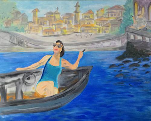 Lorraine Ferraraccio Lady in a BoatPainting I