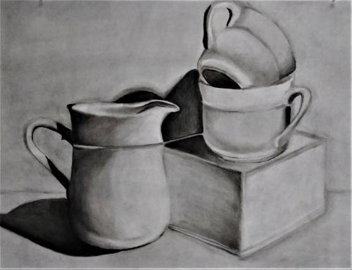 Orsi Nagy. "Still Life, Pitcher and Cups". 2021