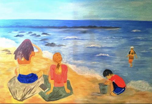 Lorraine Ferraraccio Kids at Honeymoon IslandPainting I