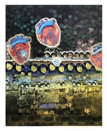 Barbara Grazul Hubbard"Quantum Entanglement Series #5", 2020Printmaking and mixed-media collage48 x 60in.